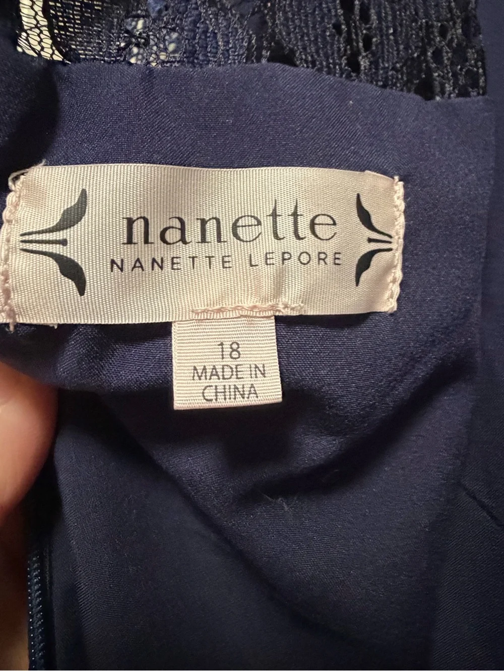 Nanette Lepore Navy Lace-Trim Dress - Picture 8 of 9